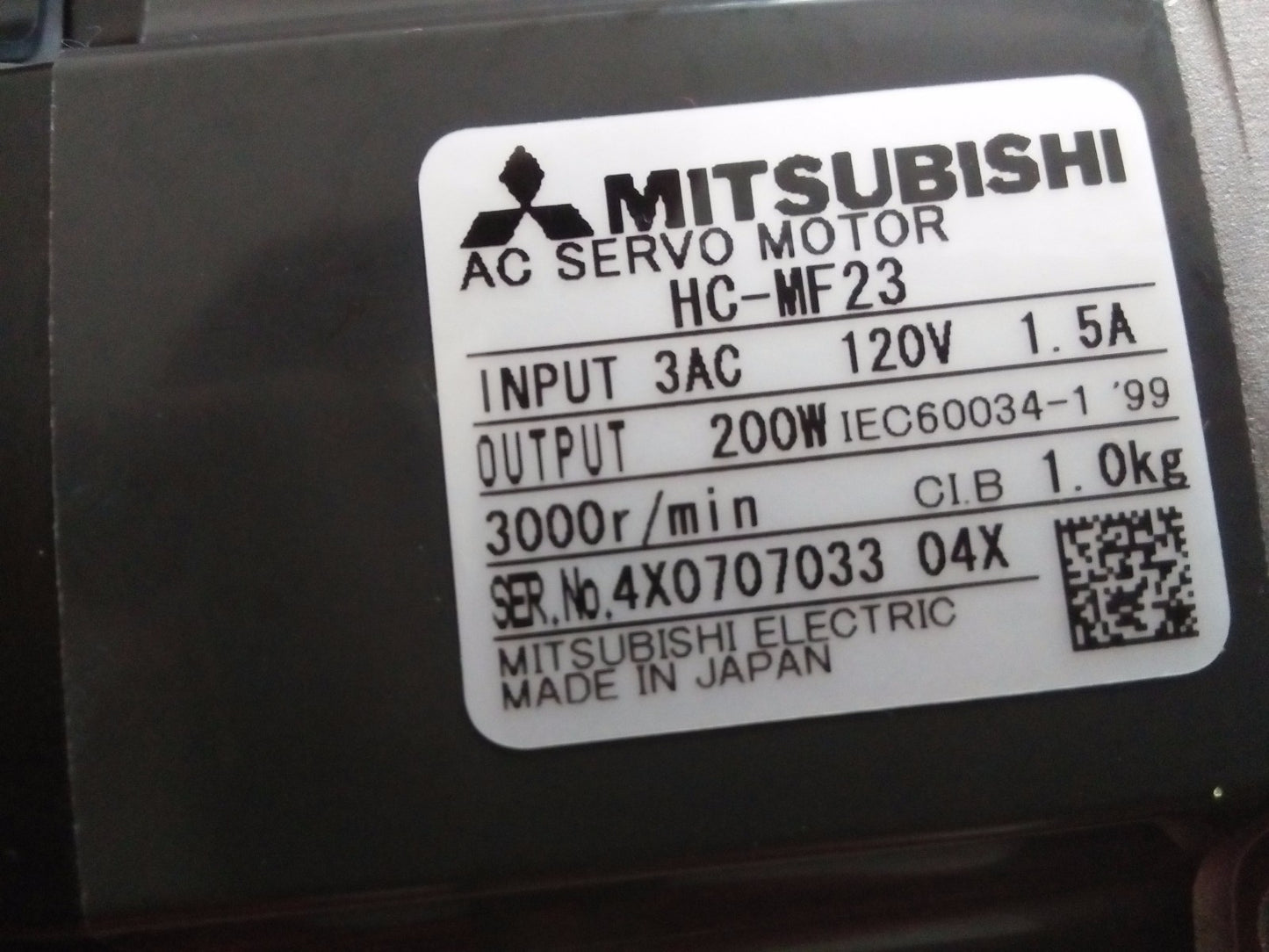& MITSUBISHI AC SERVO MOTOR HC-MF23 HCMF23