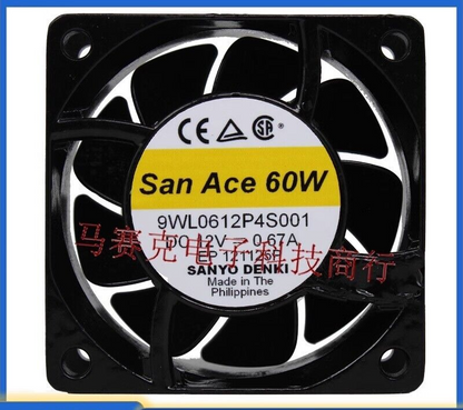 Sanyo 9WL0612P4S001 DC12V 0.67A 60*60*25mm Waterproof Fan