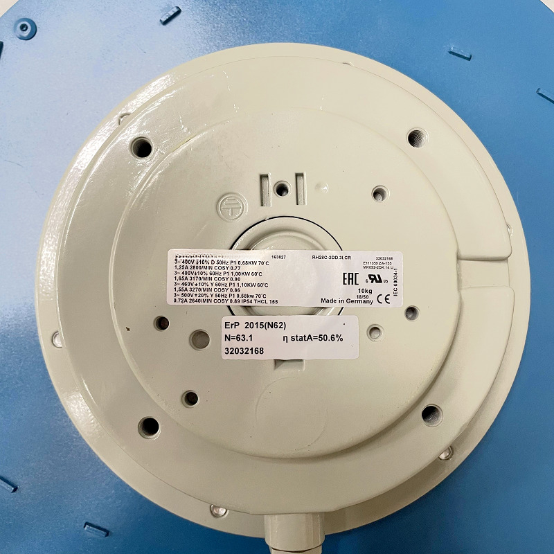 ZIEHL-ABEGG RH28C-2DD.3I.CR 163827 400V Centrifugal Fan 0.66/1.10KW IP54 - ZIEHL-ABEGG