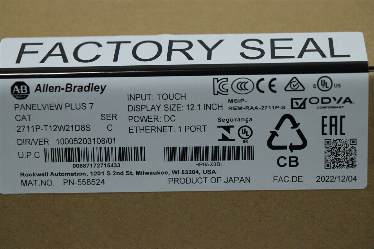 Allen-Bradley 2711P-T12W21D8S PanelView Plus 7-inch Graphis Terminal 12.1-inch NEW - ALLEN-BRADLEY