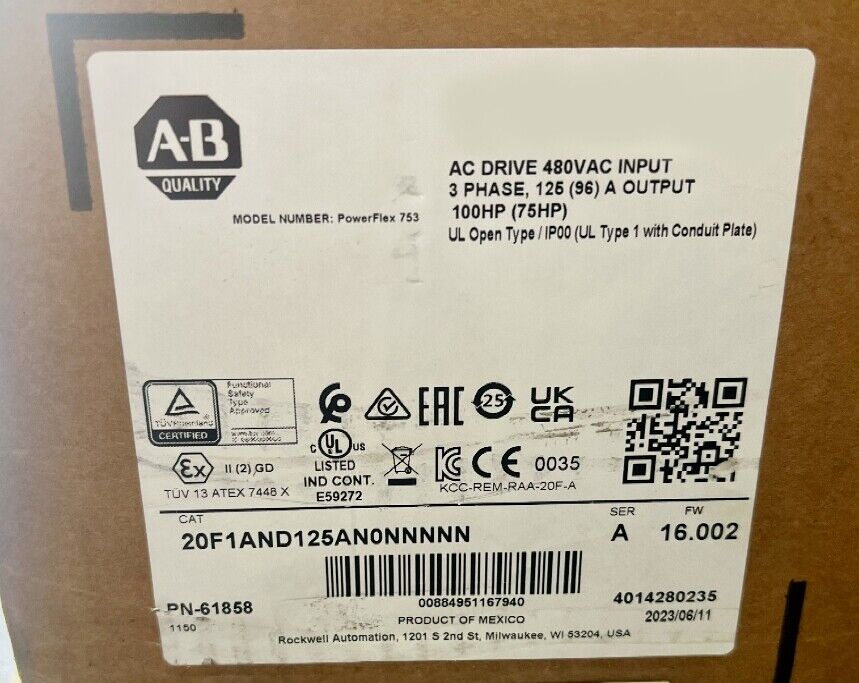 Allen Bradley Powerflex 753 Inverters 20F1AND125AN0NNNNN New In Box - ALLEN BRADLEY