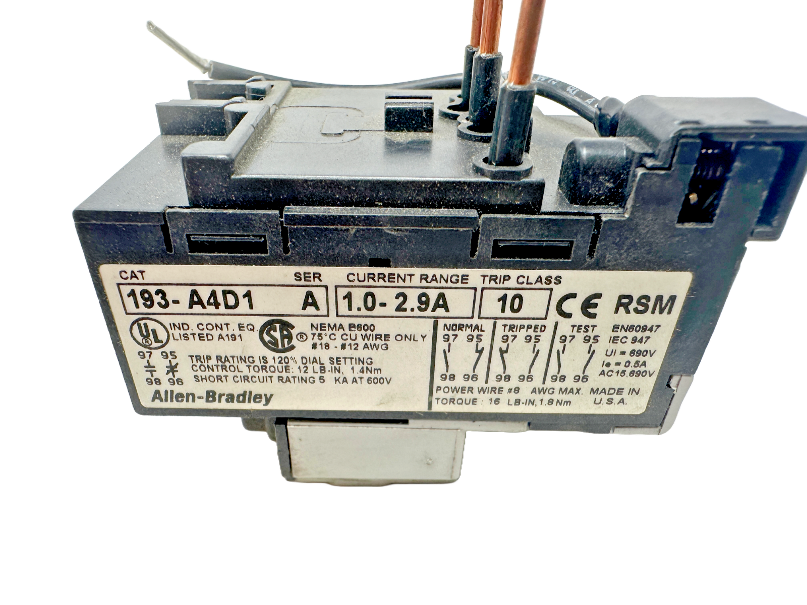 new Allen Bradley 193-A4D1 Overload Relay - ALLEN BRADLEY