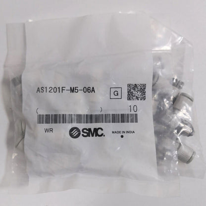 10-Piece SMC AS1201F-M5-06A Speed Control Valve Connector Stock - SMC