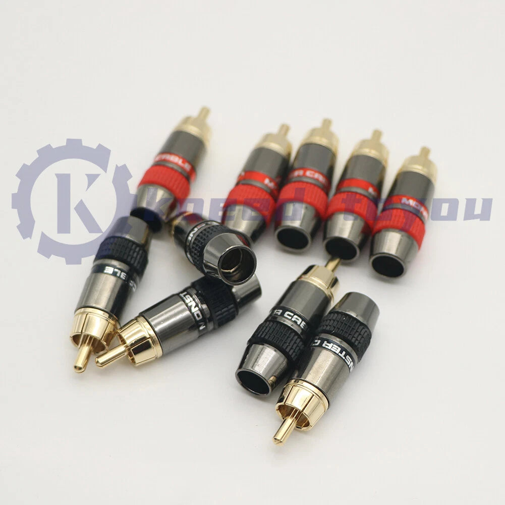(5Pair) Gold-plated RCA Interconnects Cable Plug Connector
