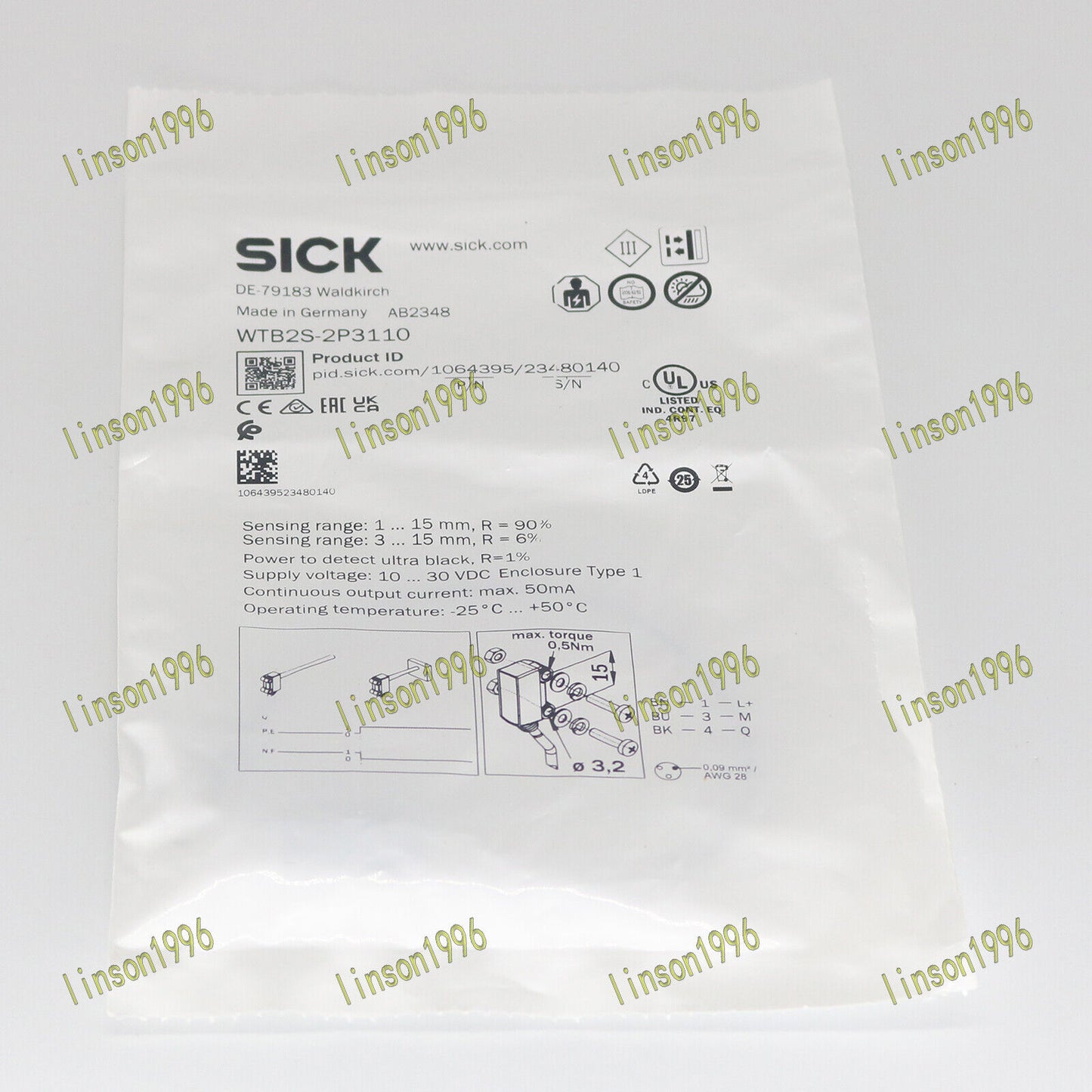 ONE SICK Photoelectric Switch WTB2S-2P3110 – High-Quality Photoelectric Switch with 24V DC Input, 2P3110 Mounting Kit, 200W Solar Panel Support - ONE SICK