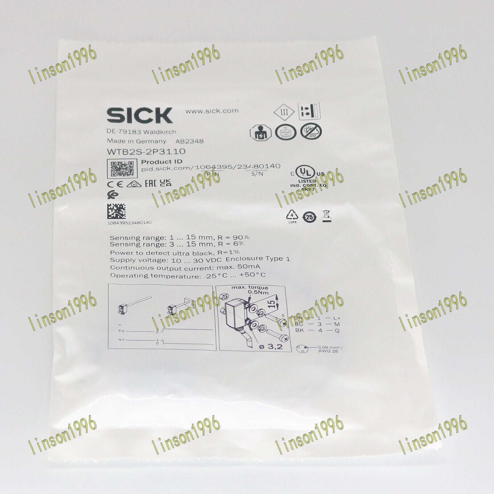 ONE SICK Photoelectric Switch WTB2S-2P3110 – High-Quality Photoelectric Switch with 24V DC Input, 2P3110 Mounting Kit, 200W Solar Panel Support - ONE SICK