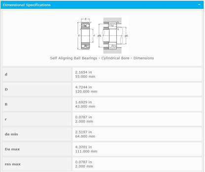 new NTN 2311 Self Aligning Ball Bearings 55x120x43mm - NTN