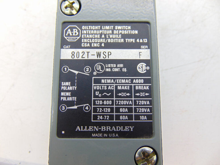 Allen Bradley 802T-WSP F_SWITCH: 80 Amp 200V Switch with Built-in Timer & LED Light - ALLEN BRADLEY