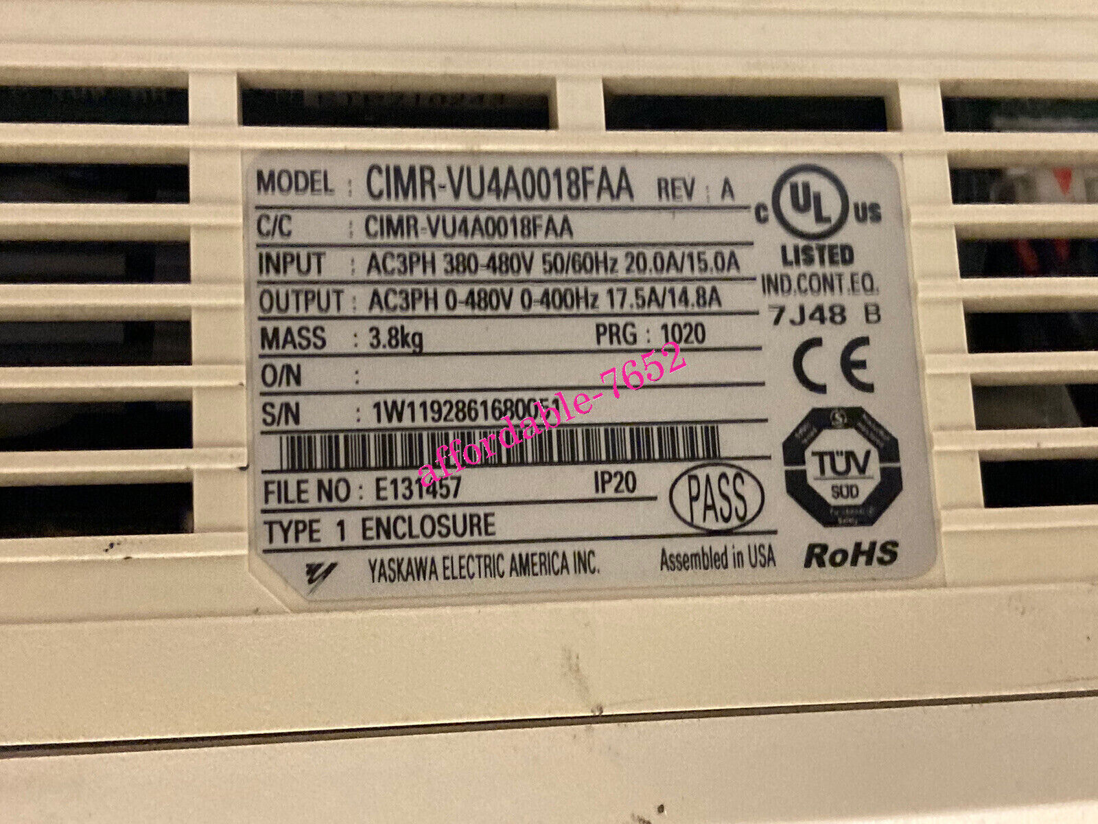 new Yaskawa,CIMR-VU4A0018FAA Servo Drive or - YASKAWA