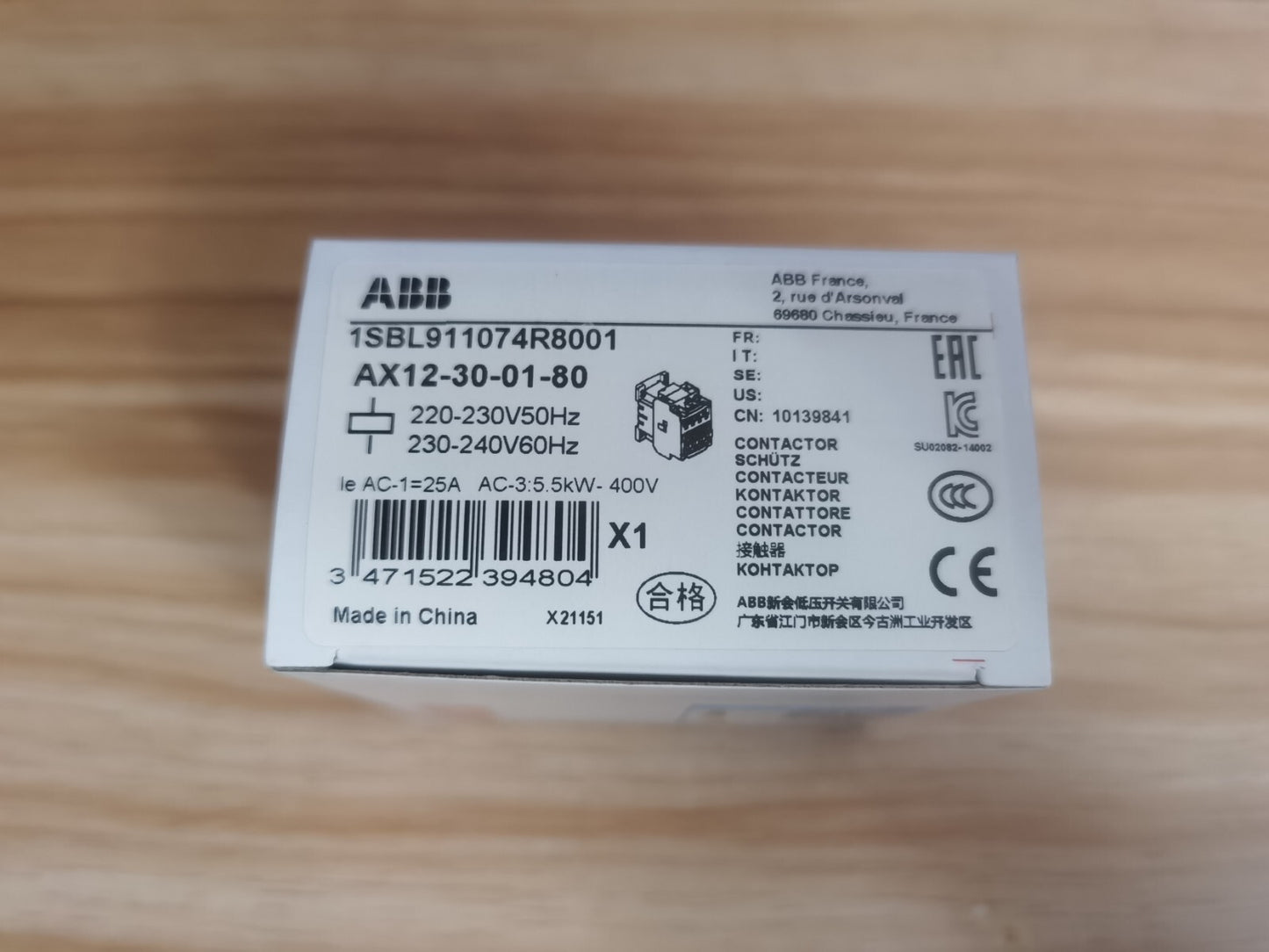 1PCS  ABB AX12-30-01 AX123001  AC Contactor 1NC