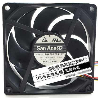 Sanyo 9GA0912P4J12 12V 0.39A 9CM 4-wire speed regulation gale volume cooling fan