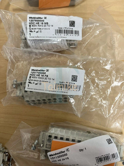 Weidmuller HDC-KIT-HE 16.120 and 24.130 Misc. Spare Part Lot - As Shown
