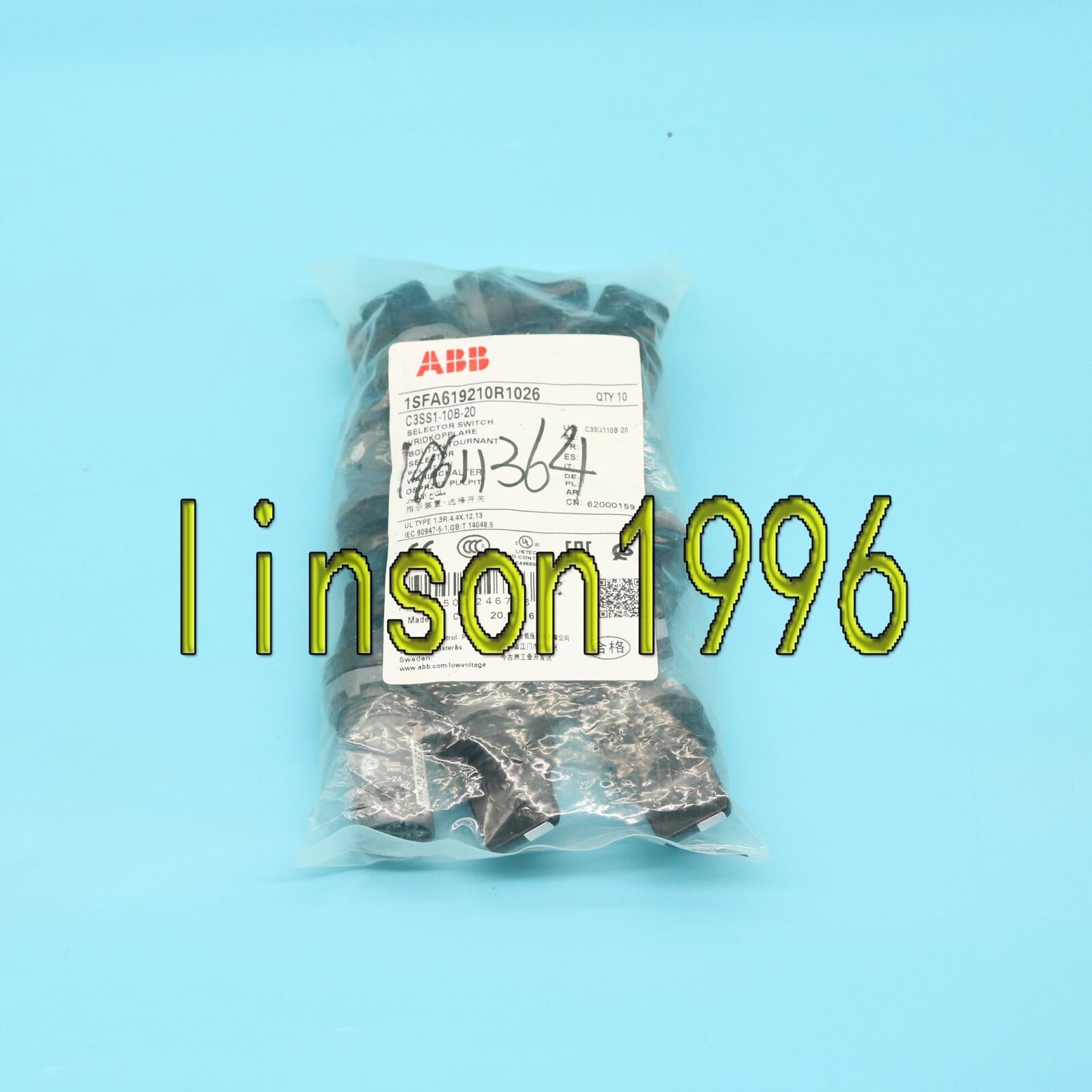 new  ABB 10pc three-speed self-locking knob selector switch C3SS1-10B-20 ABB