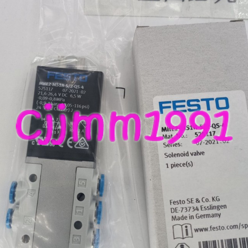 new 1PC FESTO Solenoid valve MHE2-MS1H-5/2-QS-4 525117
