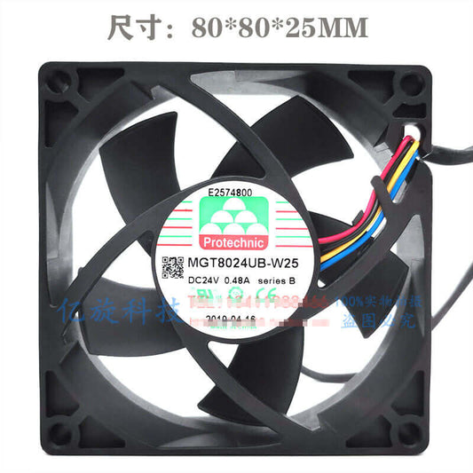 Protechnic MGT8024UB-W25 8025 8CM 24V 0.48A 4-wire PWM cooling fan