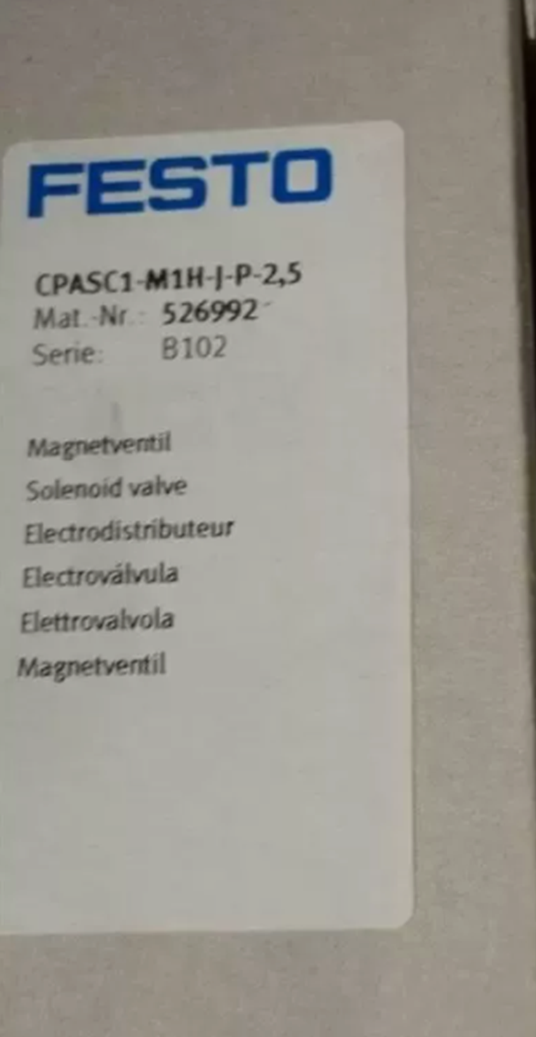 FESTO CPASC1-M1H-J-P-2.5 Solenoid Valve - FESTO