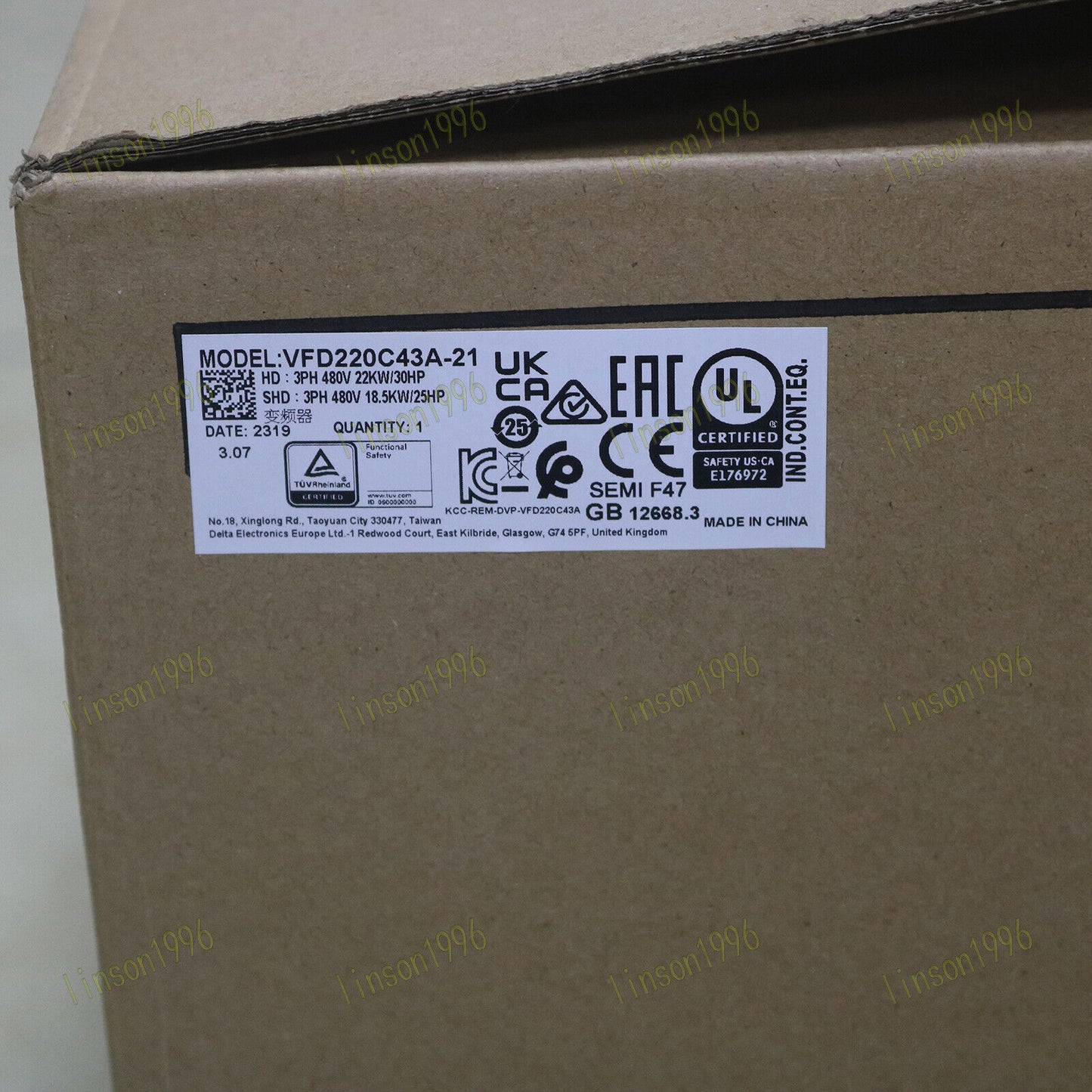 Delta VFD VFD220C43A-21 22kw 30HP 3Phase AC380-480V Frequency converter - DELTA
