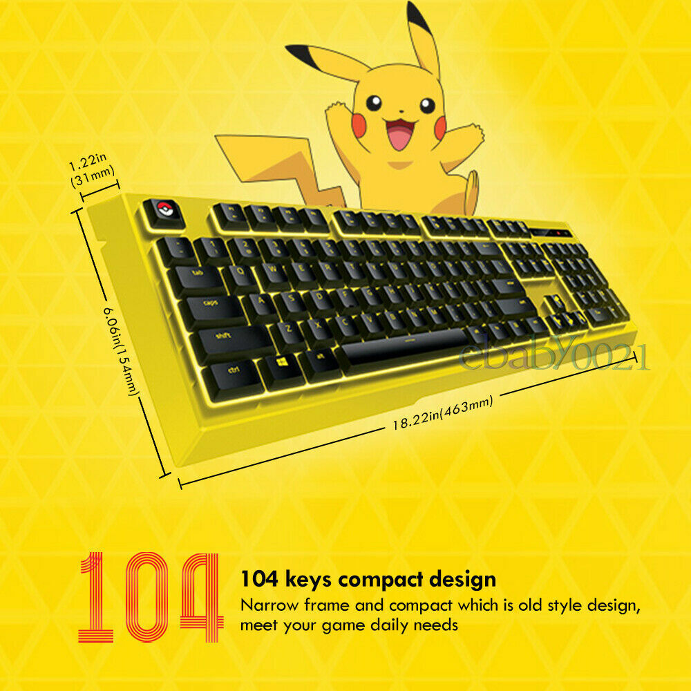 Razer RAZER Pokemon Pikachu wired gaming keyboard 104keys with mechanical keycaps and backlighting - RAZER