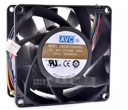 AVC 2B08038B48U-P099 8038 DC48V 0.58A 8CM 4-Pin Server Cooling Fan