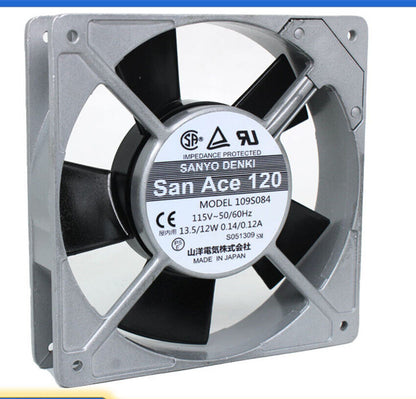 new SANYO 109S084 115V 13.5/12W 0.14/0.12A 120*120*25 Industrial Fan Metal Frame - SANYO