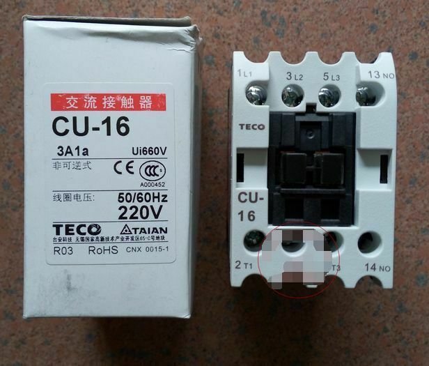 New CU-16 220VAC TECO Contactor - TECO