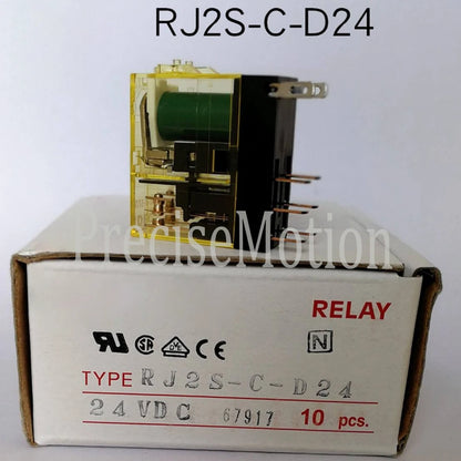 10pcs 8A Contact DPDT RJ2S-C-D24 24VDC Plug-In Relay For IDEC