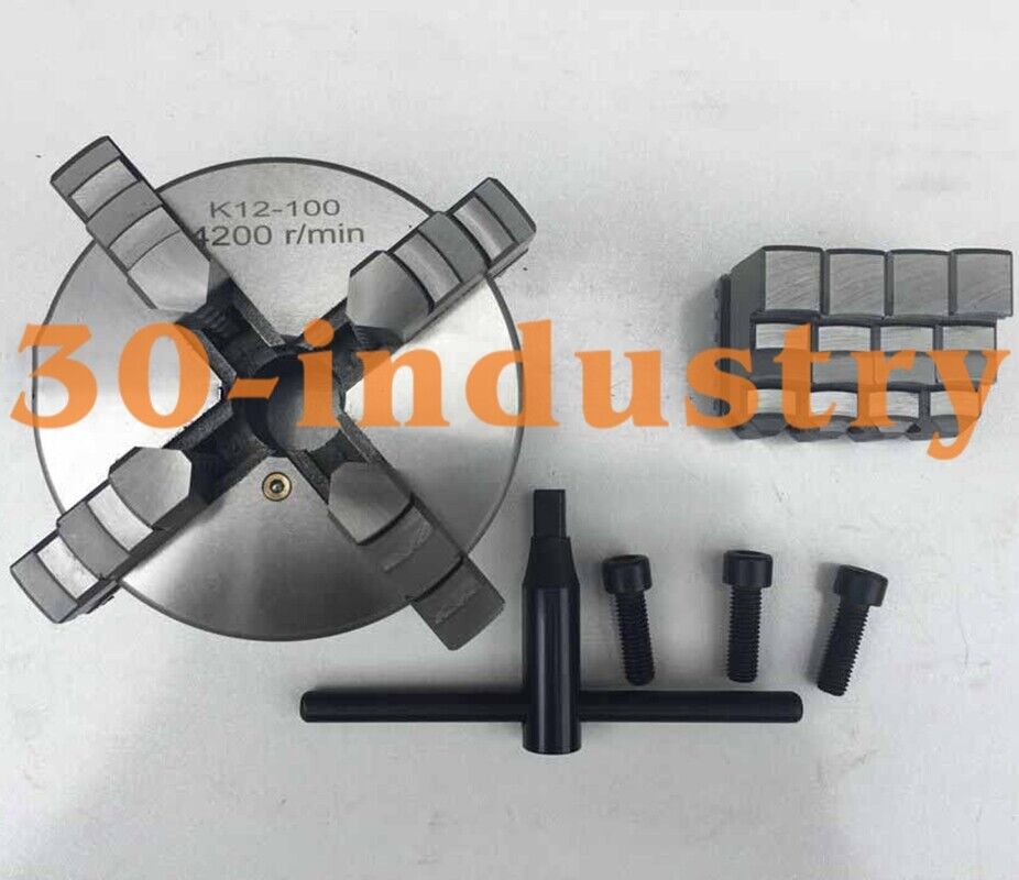 4" 4-Jaw Self Centering Lathe Chuck K12-100 for Cylinder Mounting - VENDOR NAME