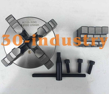 4" 4-Jaw Self Centering Lathe Chuck K12-100 for Cylinder Mounting - VENDOR NAME