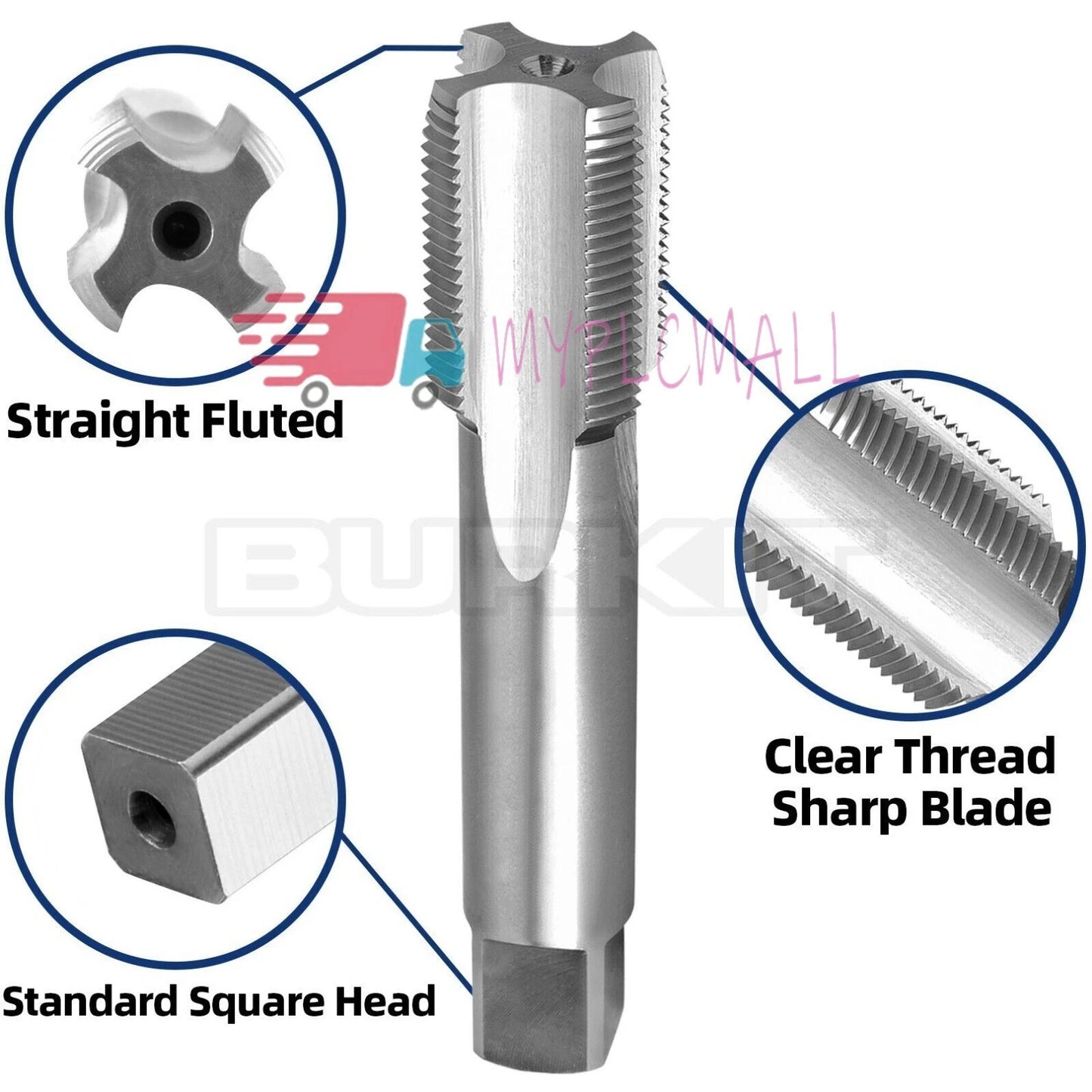 M30 X 1 Thread Tap Left Hand, HSS M30x1.0 Straight Fluted Machine Tap