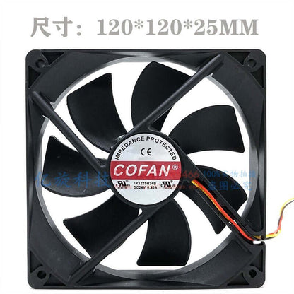 new COFAN FP1225H24B 24V 0.40A 12CM 3-wire converter cooling fan