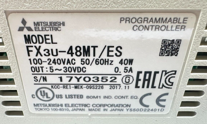 used Mitsubishi FX3U-48MT/ES CPU Unit - MITSUBISHI