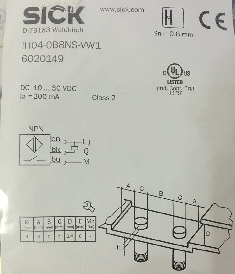 ONE SICK IH04-0B8NS-VW1 Photoelectric switch - SICK