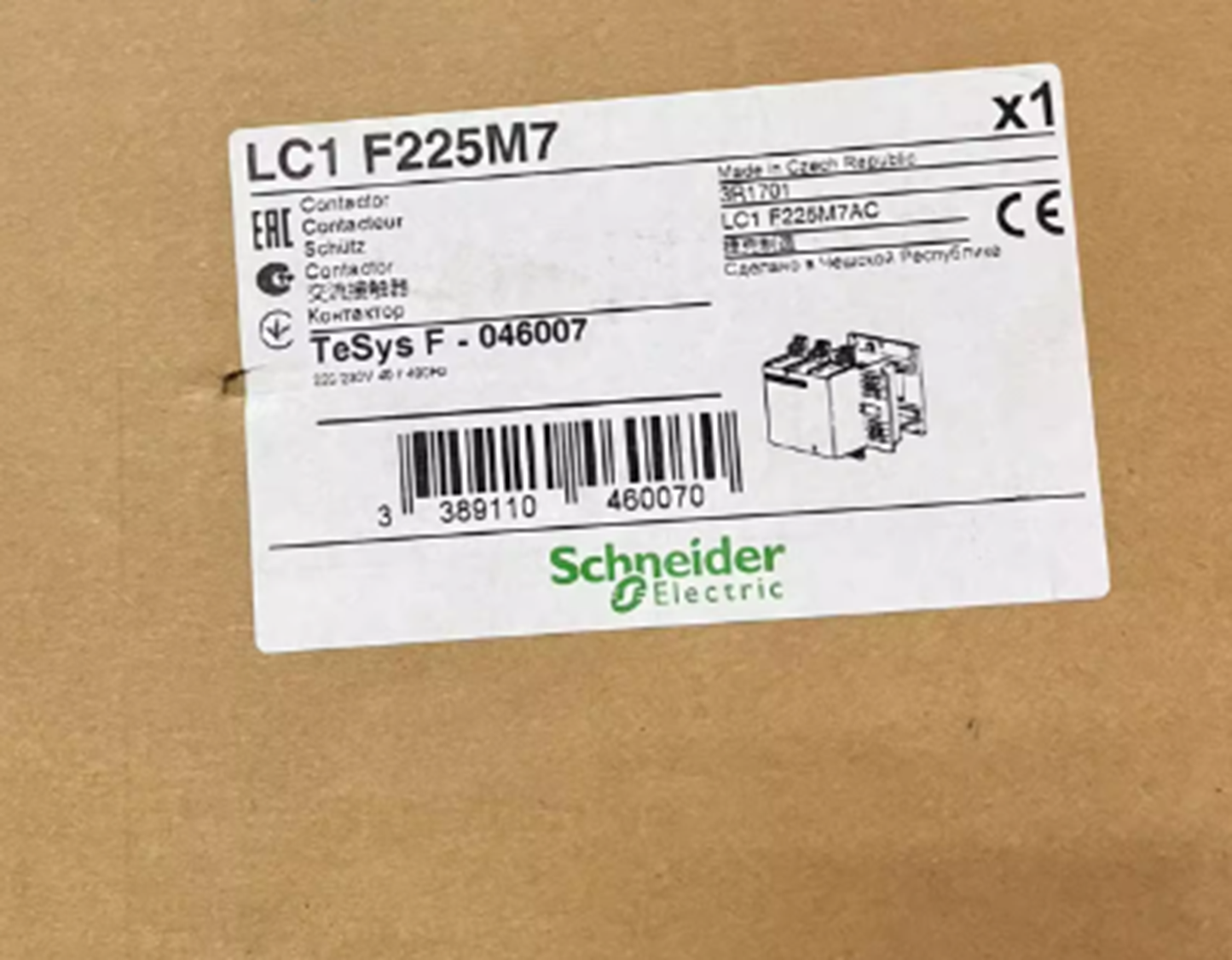 Schneider Electric LC1F225M7 TeSys LC1 3 Pole 225 A 110 kW Contactor - SCHNEIDER ELECTRIC