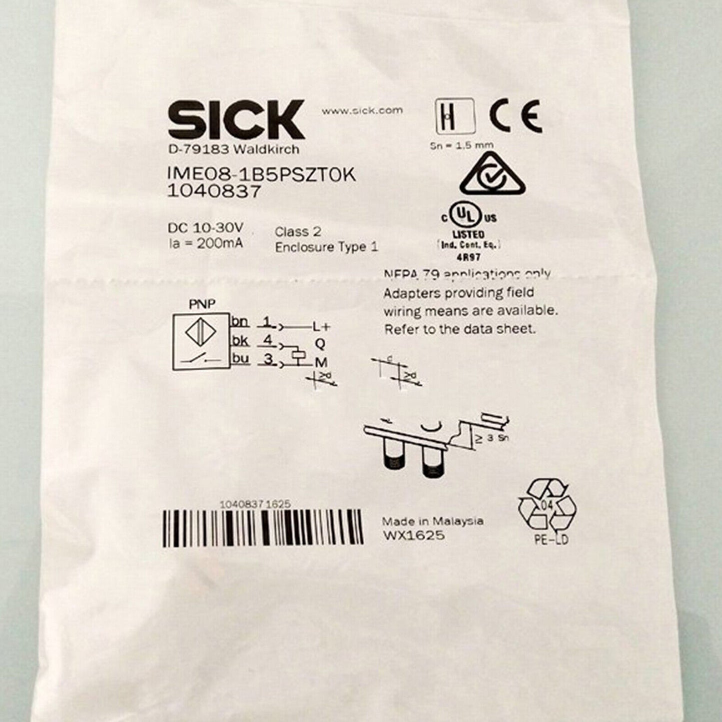ONE SICK Proximity Switch IME08-1B5PSZTOK - SICK