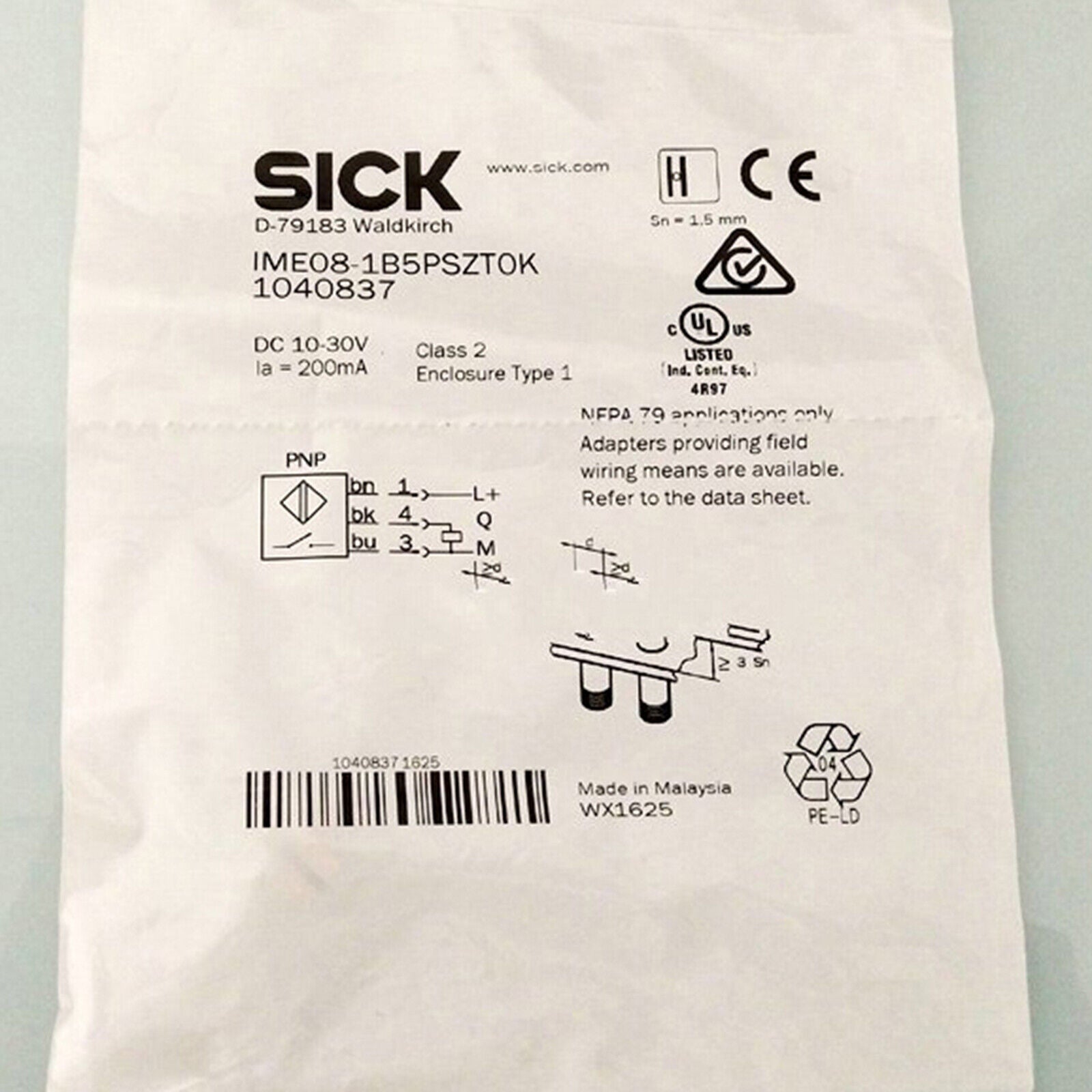 ONE SICK Proximity Switch IME08-1B5PSZTOK - SICK