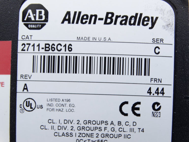 Allen Bradley 2711-B6C16 Series C HMI with 1080p Full HD Color Display and Responsive Design - ALLEN BRADLEY