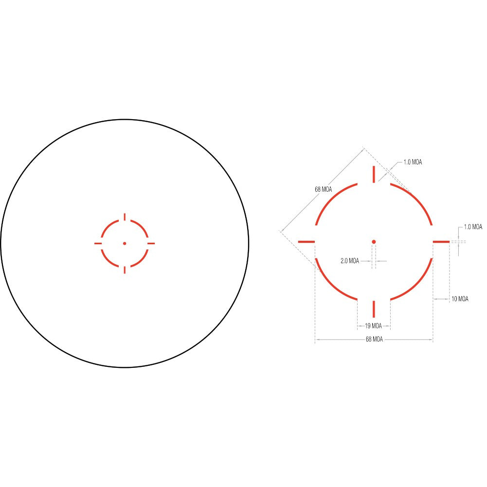 TRIJICON 1x25 MRO HD 68 MOA Reticle w/ 2.0 MOA Dot; Full Co-Witness AC32068