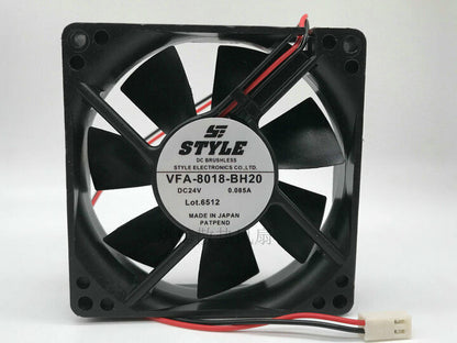 new 1PC STYLE FAN VFA-8018-BH20 DC 24V 0.085A 8020 8CM 2Pin