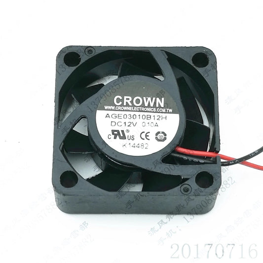 CROWN AGE03010B12H 3010 DC12V 0.1A 2-Wire Cooling Fan