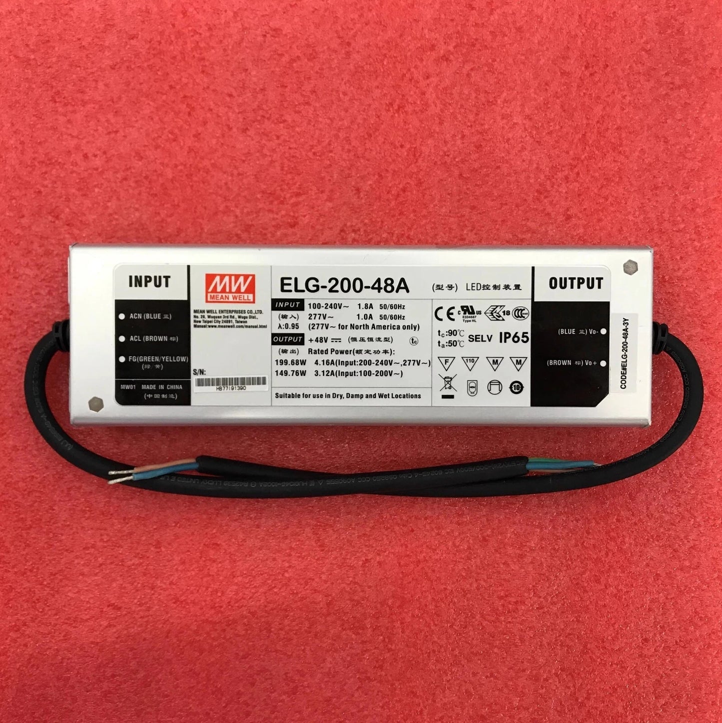 Meanwell ELG-200-48A 200W 48V 4.16A Waterproof LED Power Supply