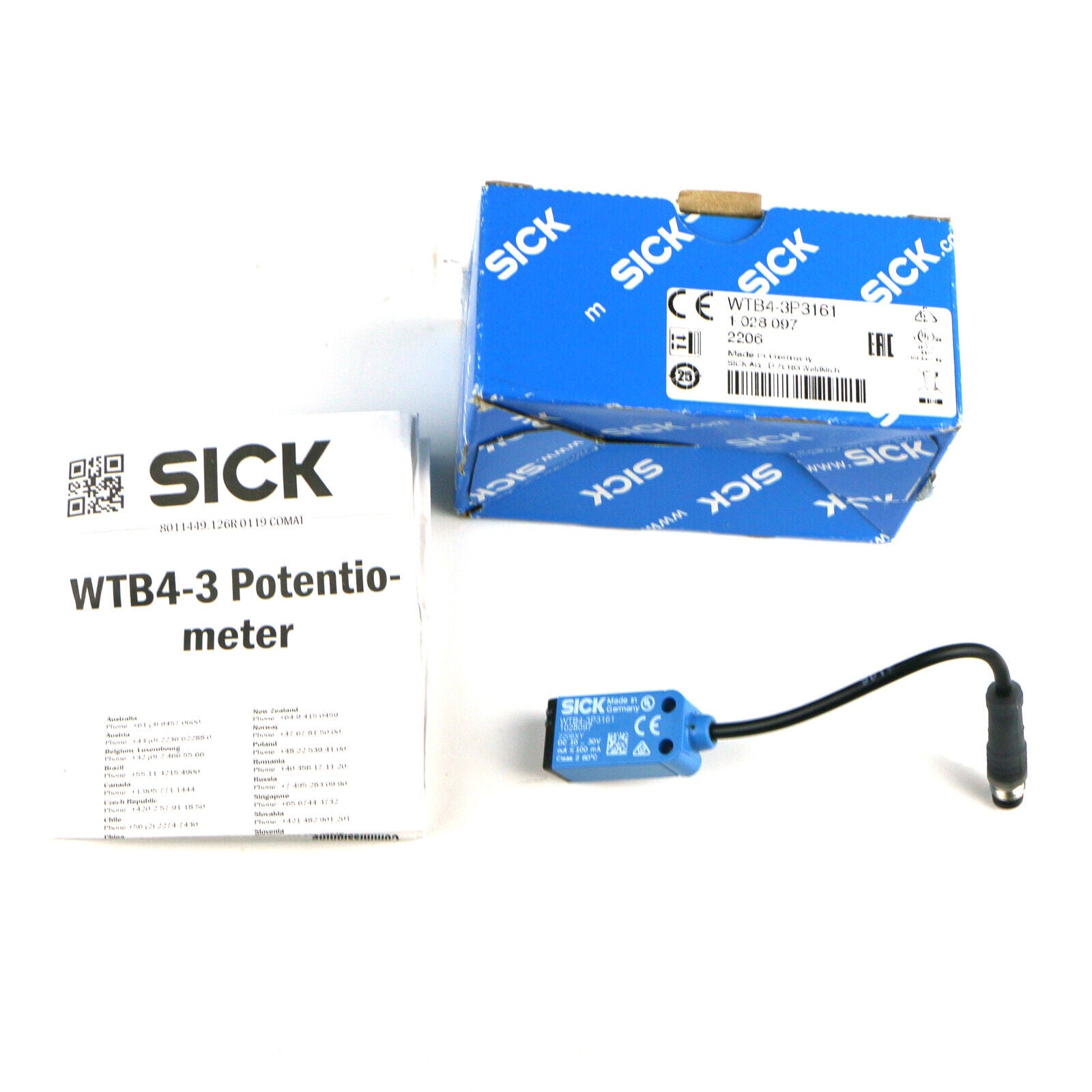 SICK WTB4-3P3161 PLC PHOTOELECTRIC PROXIMITY SENSOR, PNP, M8 3-PIN