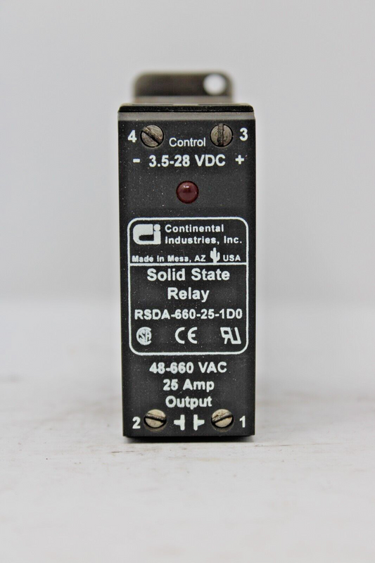 used Continental Industries RSDA-660-25-1D0 Solid State Relay RSDA-660-25-100 - CONTINENTAL INDUSTRIES