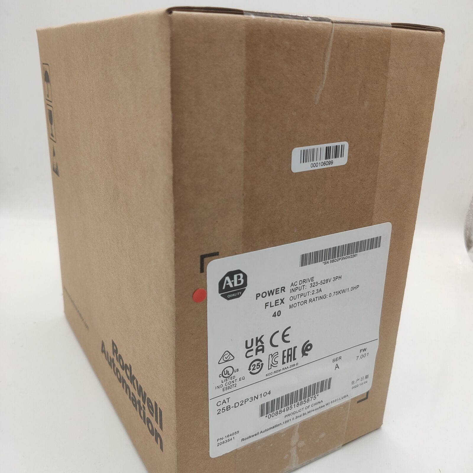 AB PowerFlex 525 AC Drive 0.75kW 480V 1Hp 2022 NEW factory sealed model 25B-D2P3N104 - AB