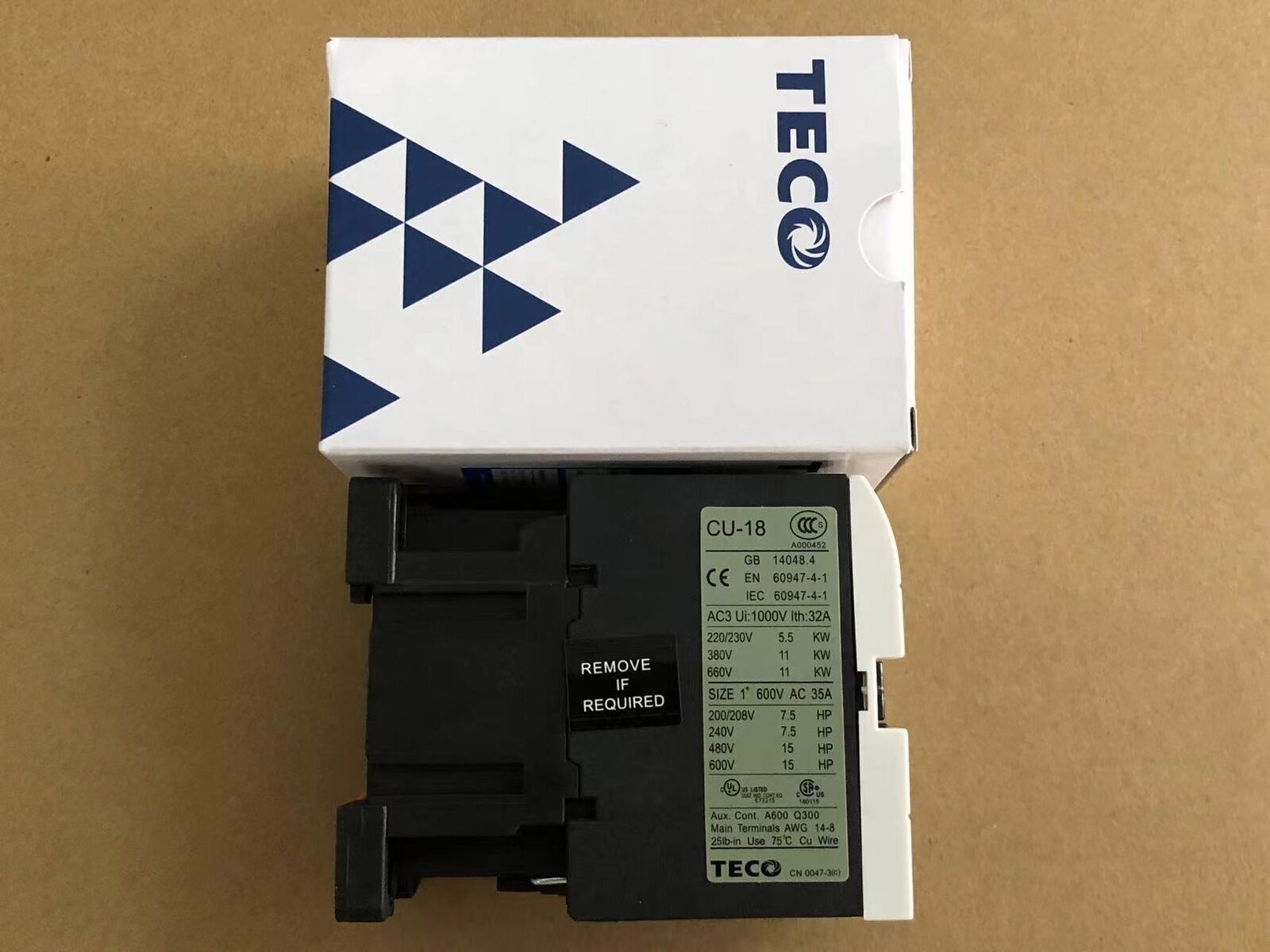 1pc CU18 TECO 220VAC contactor - TECO