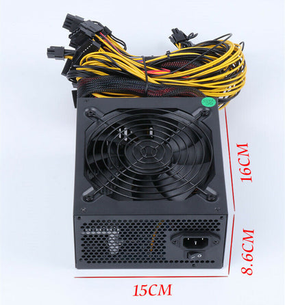 new 2000W single 12V miner silent power supply supports 8 graphics cards - MINER