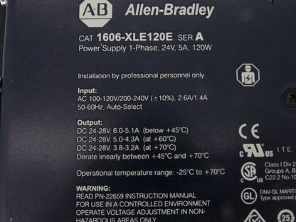 Allen Bradley 1606-XLE120E Series A Power Supply - ALLEN BRADLEY