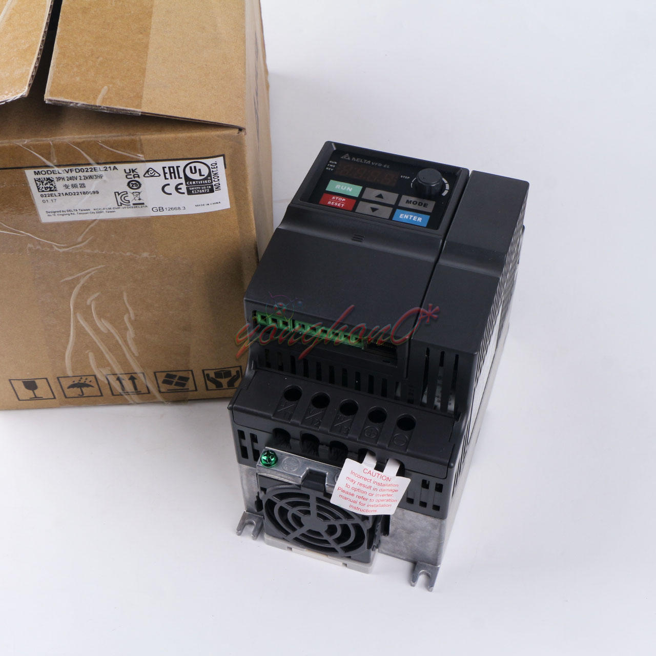 1-Phase Delta Inverter VFD Drive VFD022EL21A 220V 2.2KW 3HP - DELTA