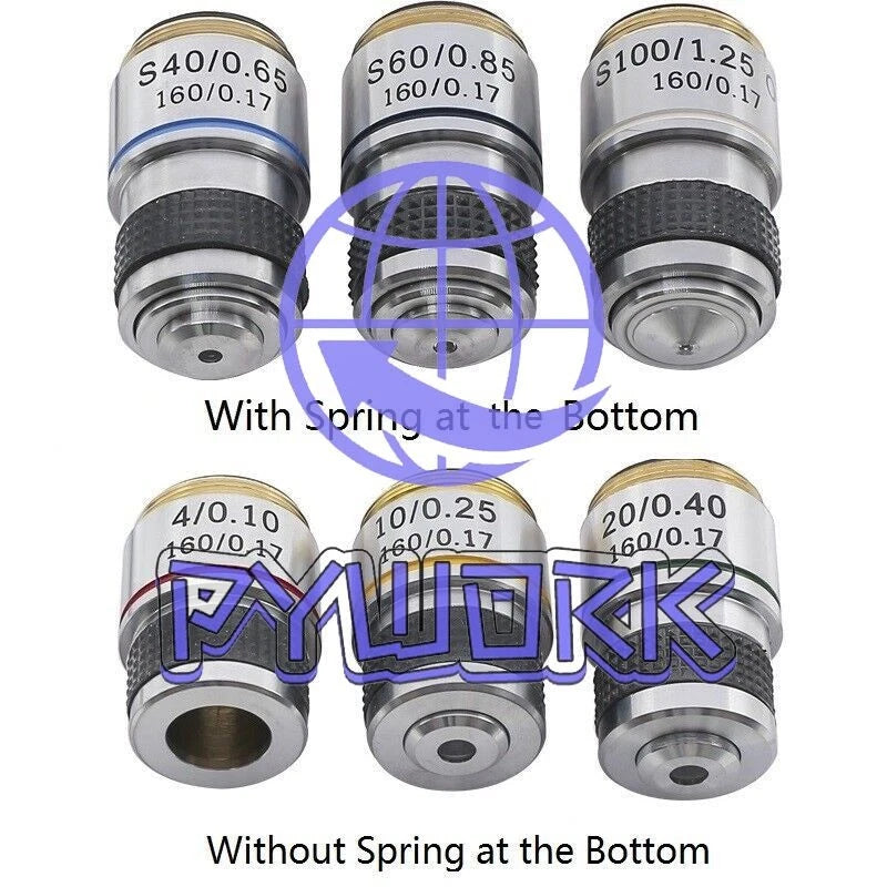 4X 10X 20X 40X 60X 100X Achromatic Objective Lens f/ Biological Microscope 185mm