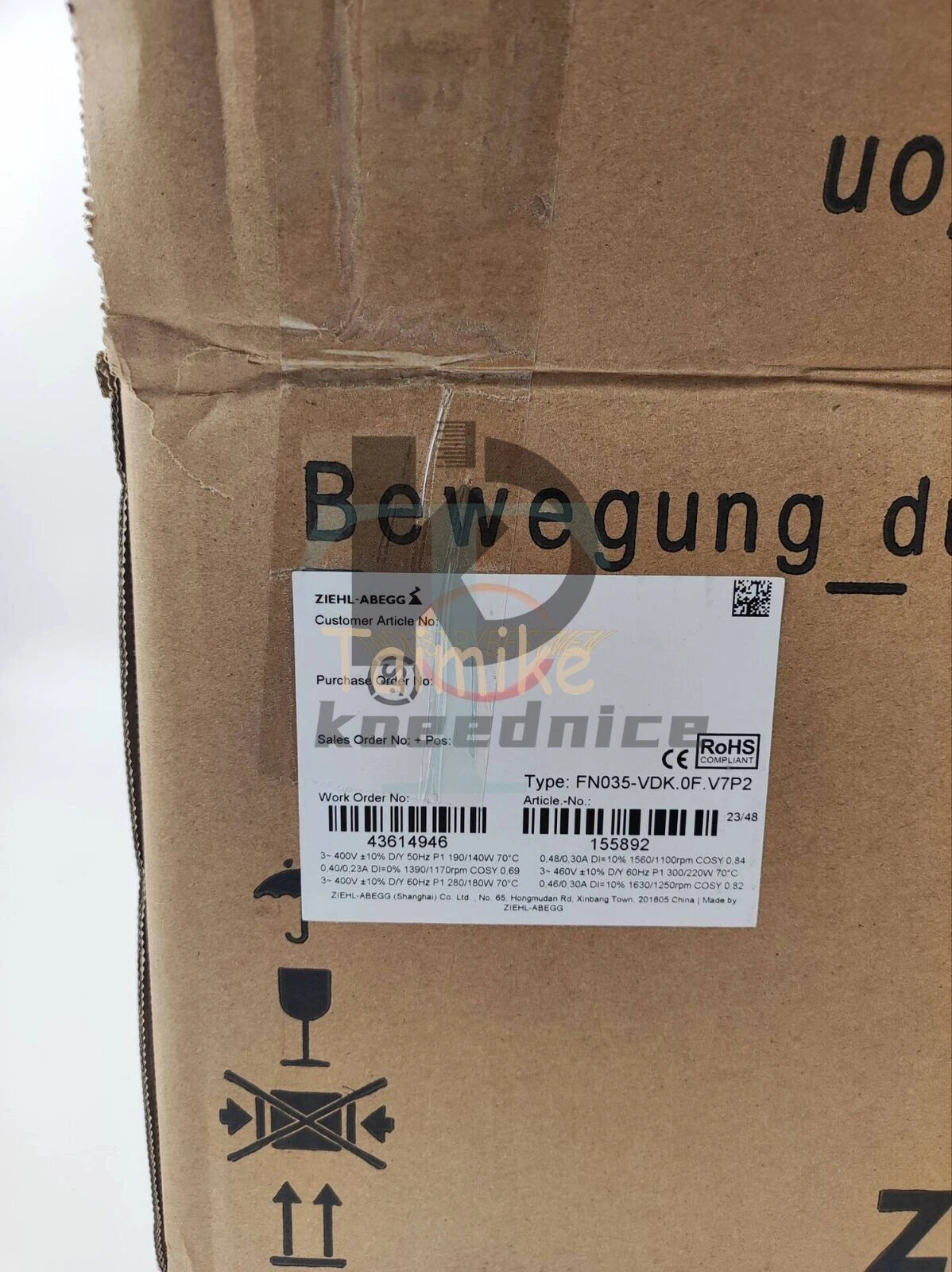 FN035-VDK.0F.V7P2 Axial-Flow Fan Ziehl Abegg