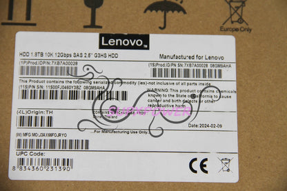 Lenovo ThinkSystem 00YK017 7XB7A00028 2.5" 1.8TB 10K SAS 12G Hard Drive #su